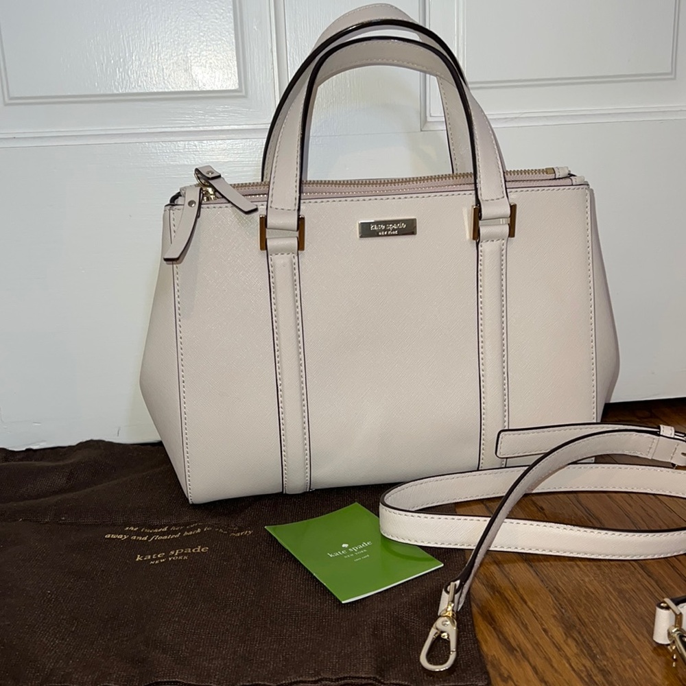 Kate Spade white/off-white satchel bag with attachable crossbody strap